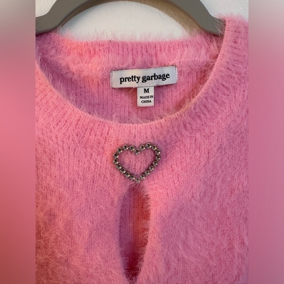 Hot Garbage Pink Heart Rinestone Crop Top - Picture 4 of 6